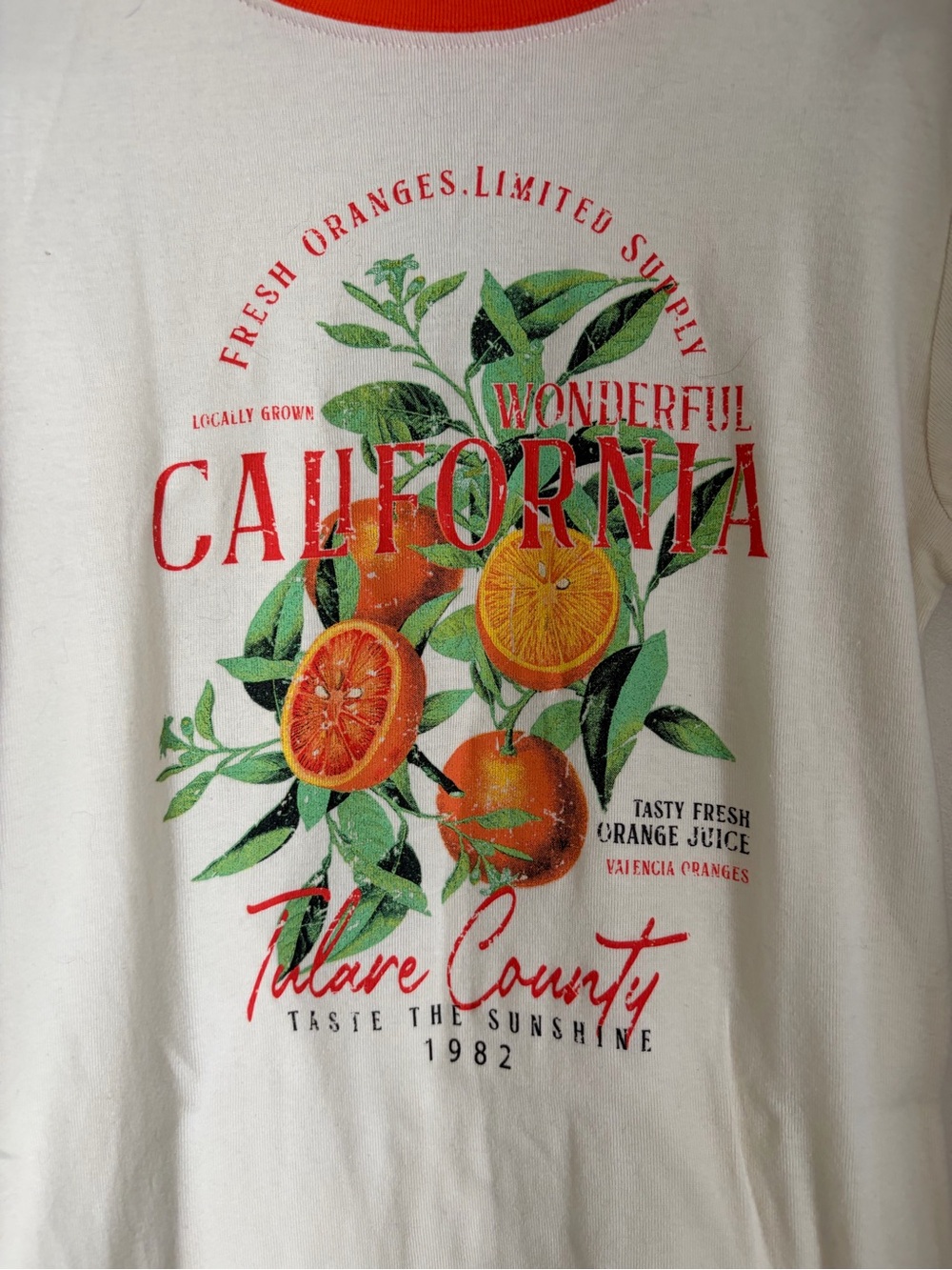 California Orange Graphic Ringer Tee - Cream with Orange Trim - Picture 2 of 4